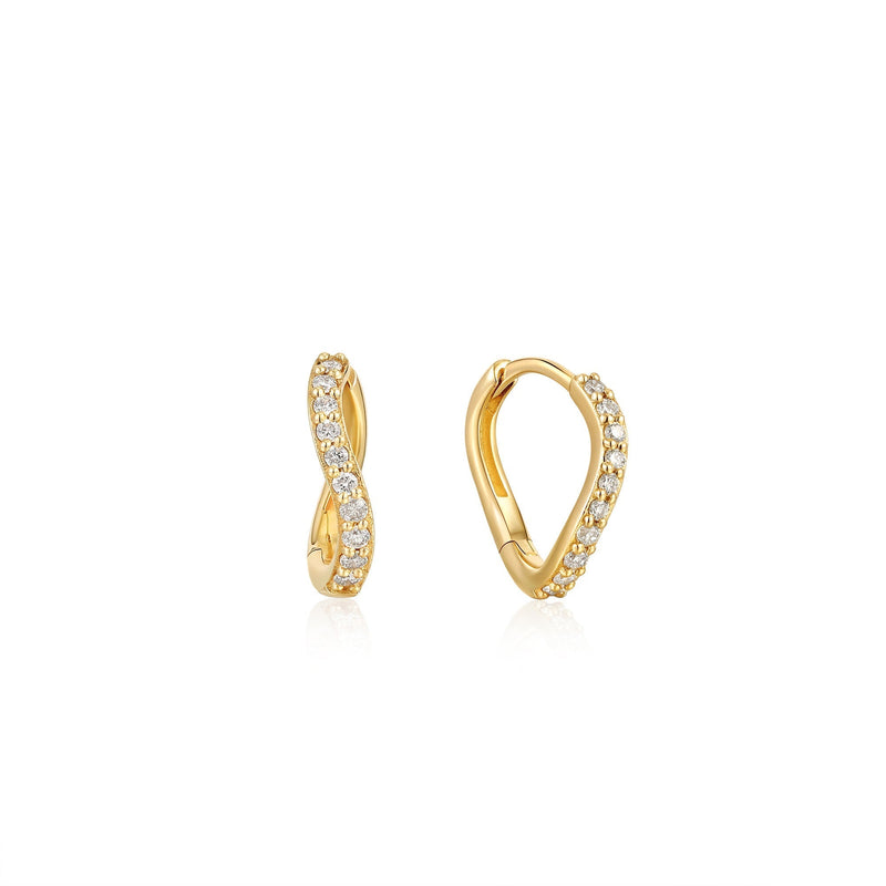 Ania Haie 14kt Gold Magma Diamond Huggie Hoop Earrings