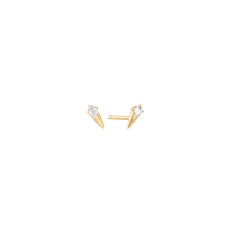 Ania Haie 14kt Gold White Sapphire Spike Stud Earrings