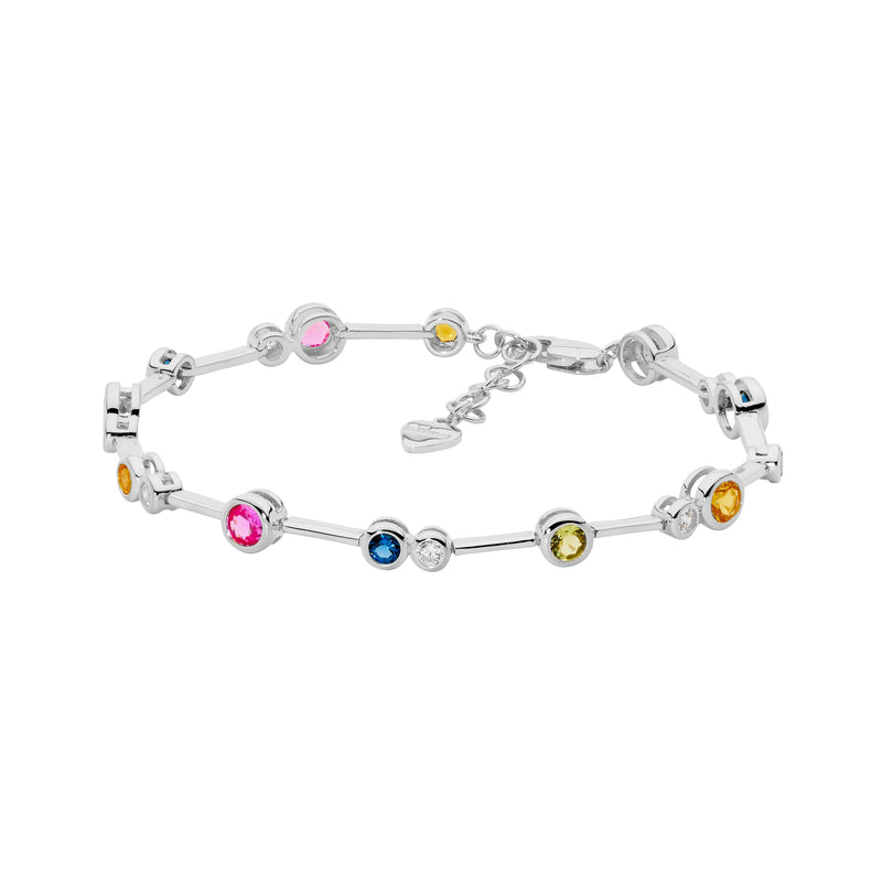 Ellani Sterling Silver Multi Coloured Stones Bracelet B233M