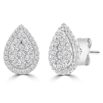 Diamond Pear Stud Earrings with 0.50ct Diamonds in 18K White Gold - IGE-14494-050-18W