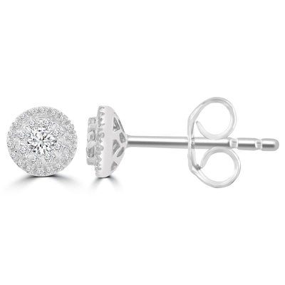 Diamond Cluster Stud Earrings with 0.25ct Diamonds in 18K White Gold - IGE-14519-025-18W