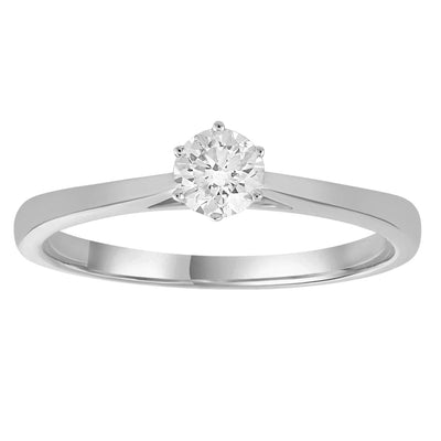 Solitaire Ring with 0.33ct Diamonds in 9K White Gold