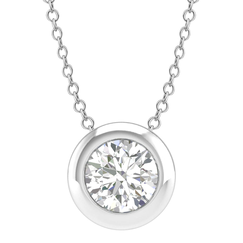 Diamond Round Necklace with 0.20ct Diamonds in 9K White Gold