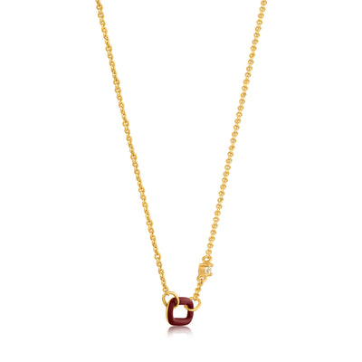 Ania Haie Claret Red Enamel Gold Link Necklace