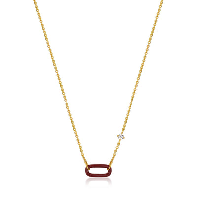 Ania Haie Claret Red Enamel Gold Link Necklace