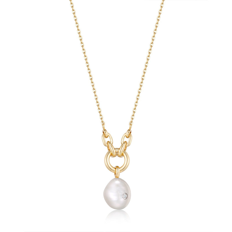 Ania Haie Gold Pearl Sparkle Pendant Necklace
