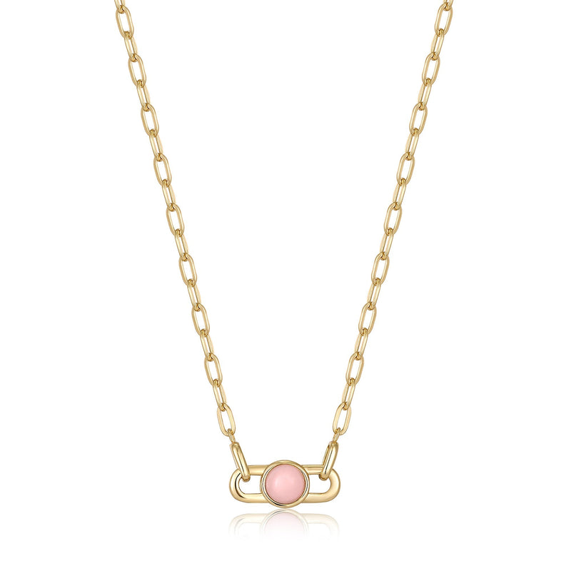 Ania Haie Gold Orb Rose Quartz Link Necklace