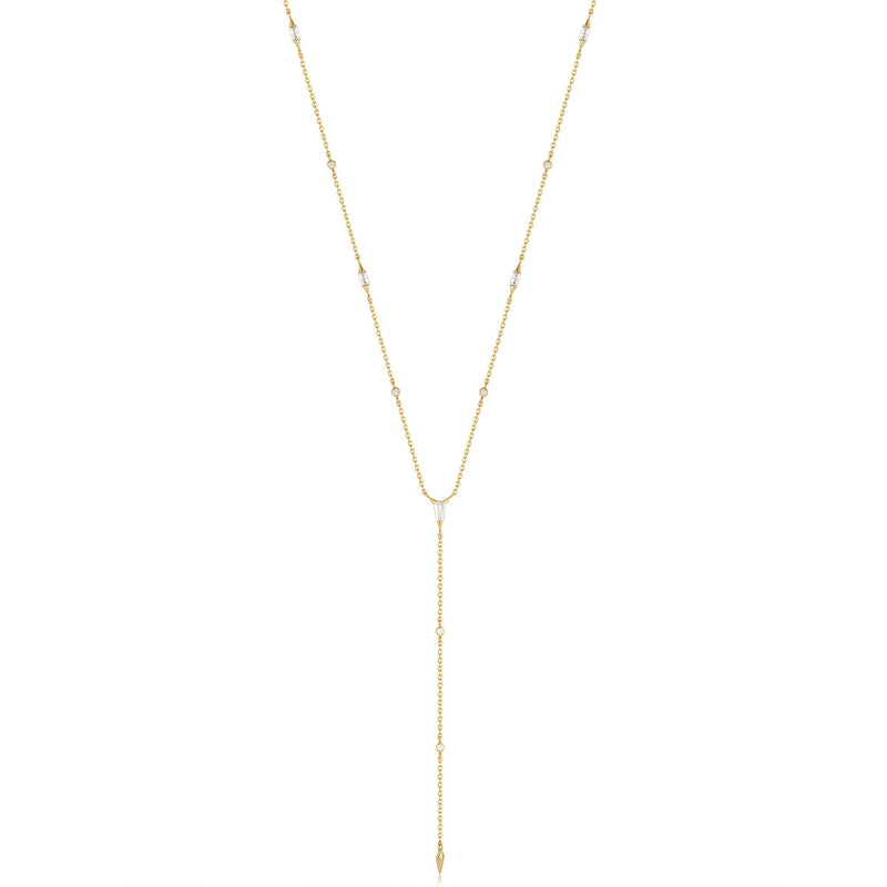 Ania Haie Gold Sparkle Point Y Necklace