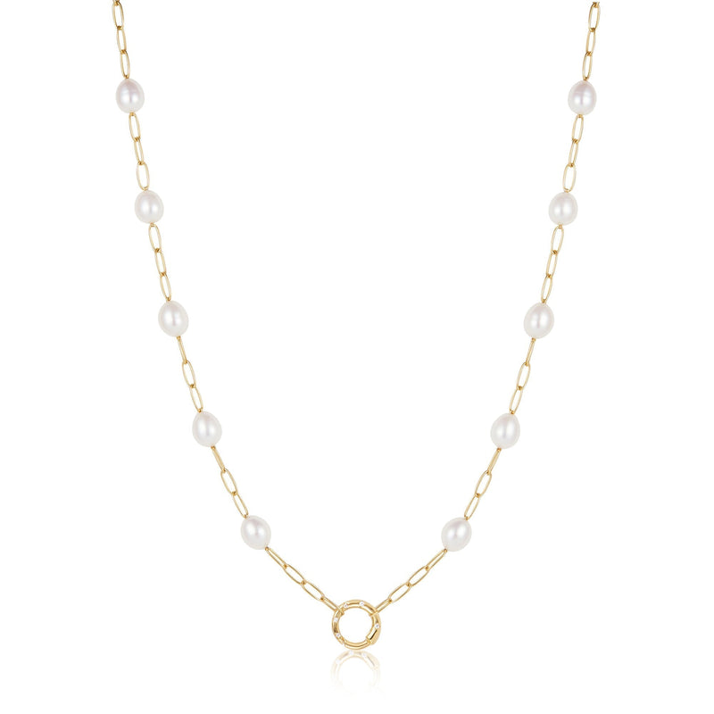 Ania Haie Gold Pearl Chain Charm Connector Necklace