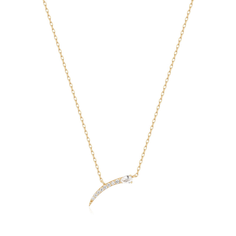 Ania Haie 14kt Gold White Sapphire Bar Pendant Necklace