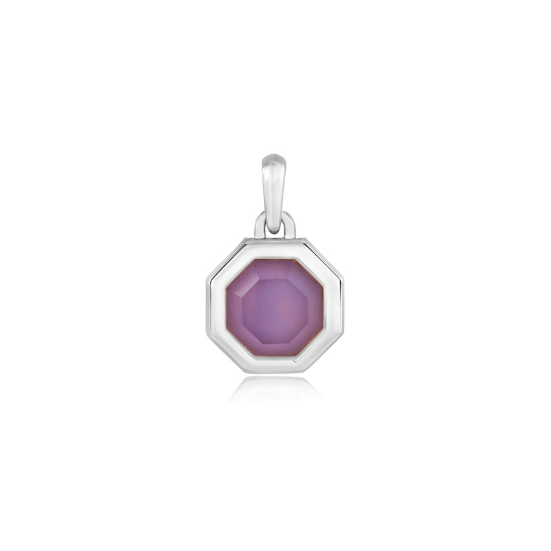 Ania Haie Silver Octagon Lilac Quartz Charm Pendant