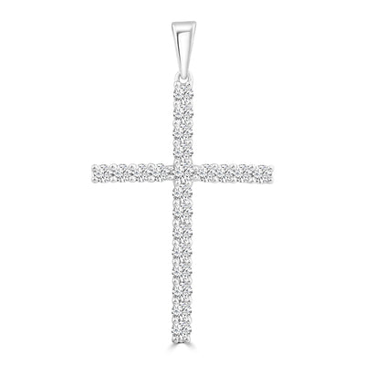 Diamond Cross Pendant with 0.50ct Diamonds in 9K White Gold - PC-0171-W