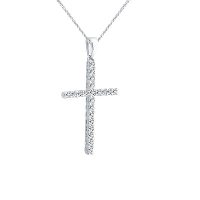 Diamond Cross Pendant with 0.50ct Diamonds in 9K White Gold - PC-0171-W