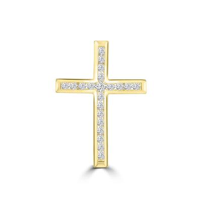 Diamond Cross Pendant with 0.50ct Diamonds in 9K Yellow Gold - PC-0172-Y