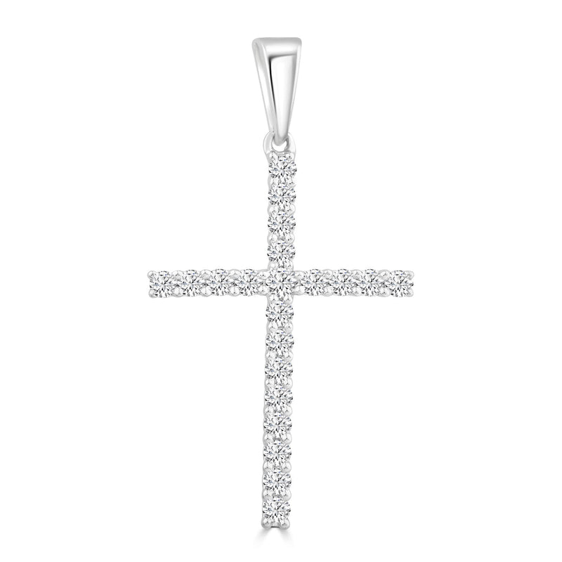 Diamond Cross Pendant with 0.25ct Diamonds in 9K White Gold - PC-0173-W