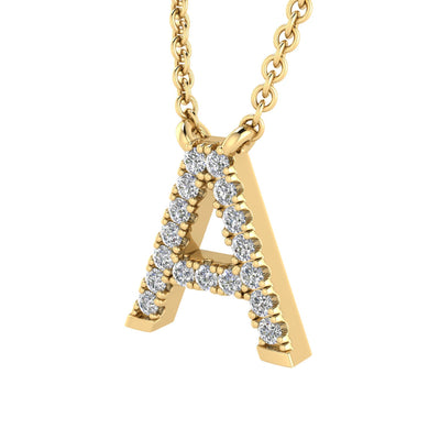 Initial 'A' Necklace with 0.06ct Diamonds in 9K Yellow Gold - PF-6263-Y