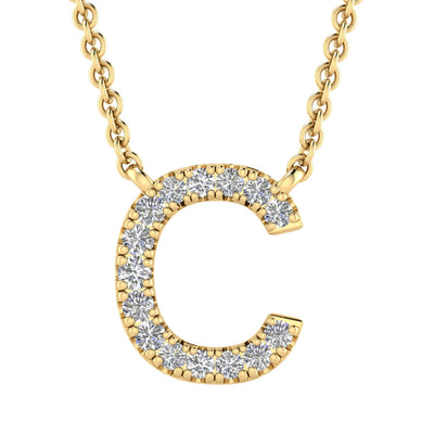 Initial 'C' Necklace with 0.06ct Diamonds in 9K Yellow Gold - PF-6265-Y