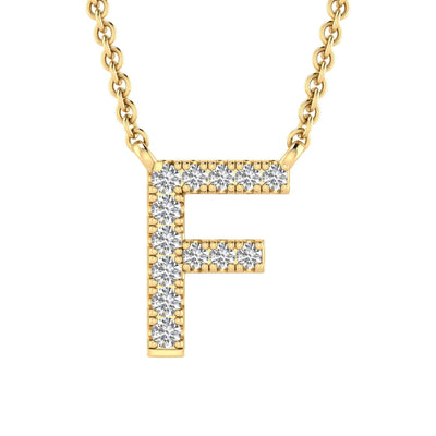 Initial 'F' Necklace with 0.06ct Diamonds in 9K Yellow Gold - PF-6268-Y