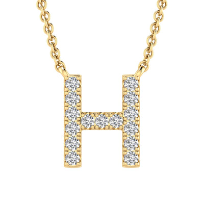 Initial 'H' Necklace with 0.09ct Diamonds in 9K Yellow Gold - PF-6270-Y