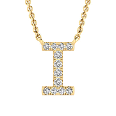 Initial 'I' Necklace with 0.06ct Diamonds in 9K Yellow Gold - PF-6271-Y