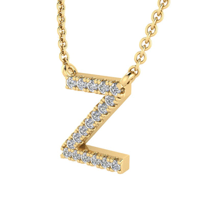 Initial 'Z' Necklace with 0.06ct Diamonds in 9K Yellow Gold - PF-6288-Y