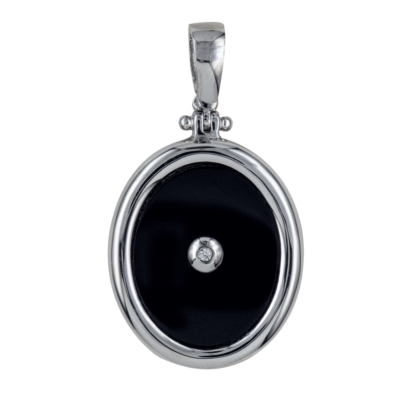Sterling Silver Oval Black Onyx & CZ Enhancer PX922CZ