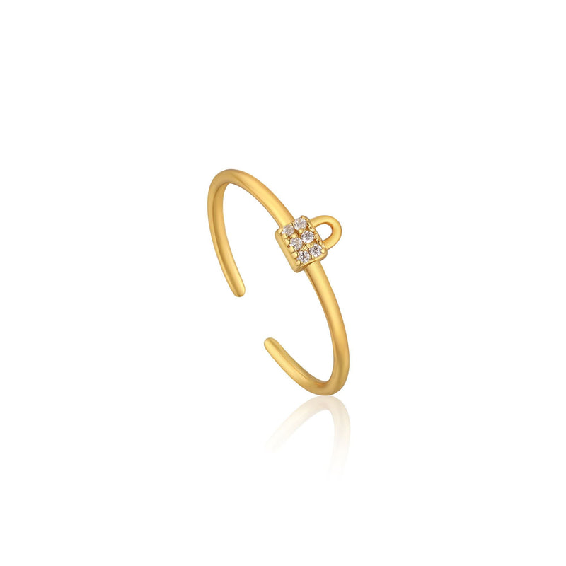 Ania Haie Gold Padlock Sparkle Adjustable Ring
