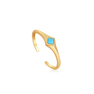 Ania Haie Turquoise Mini Signet Gold Adjustable Ring