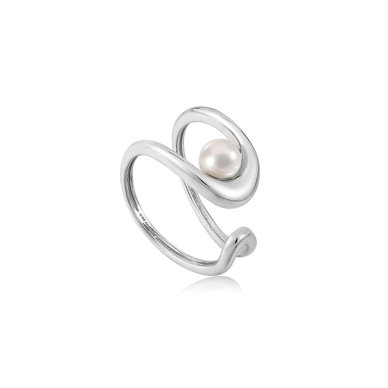 Ania Haie Silver Pearl Sculpted Adjustable Ring