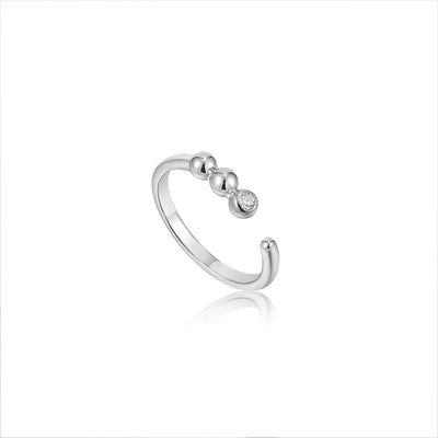 Ania Haie Silver Orb Sparkle Adjustable Ring