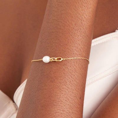 Ania Haie Gold Pearl Link Chain Bracelet