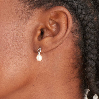 Ania Haie Silver Pearl Drop Stud Earrings