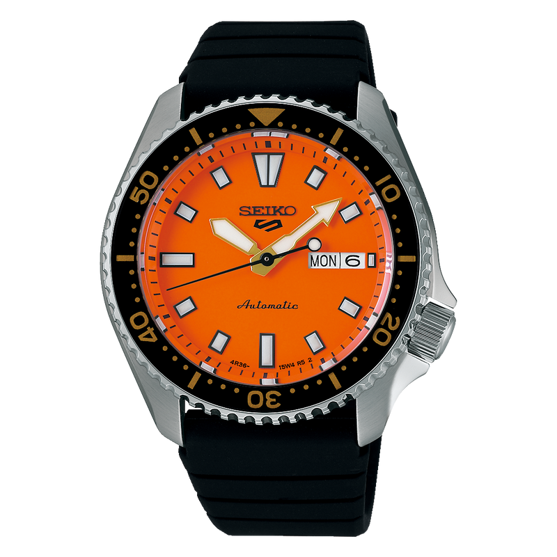 Seiko 5 Sports Stainless Steel Automatic Watch Orange Dial SRPL89K1