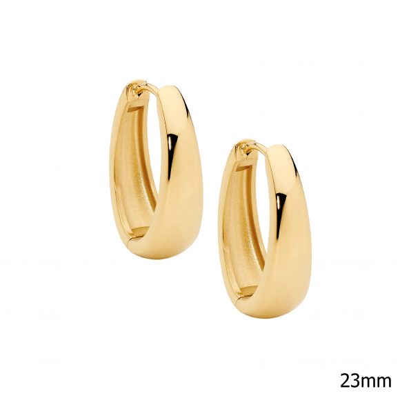 Ellani Stainless Steel 23mm Graduated Hoop Earrings with Yellow Gold Plating SE273G