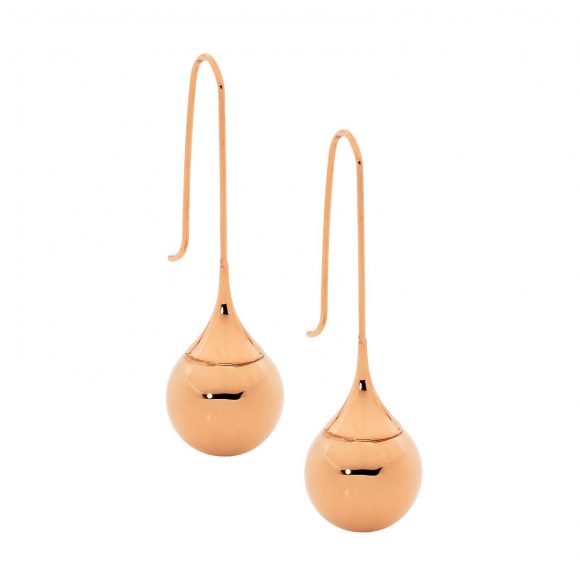 Ellani Stainless Steel Long Drop Earrings Rose Gold IP Plating  SE168R