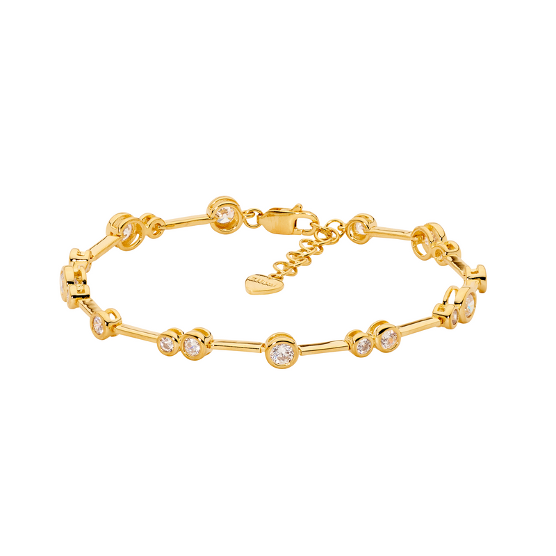 Ellani Sterling Silver CZ Set Bracelet with Gold Plating B233G