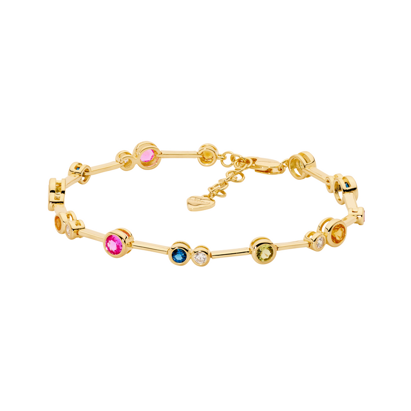 Ellani Sterling Silver Multi Coloured Stones Bracelet & Gold Plating B233MG