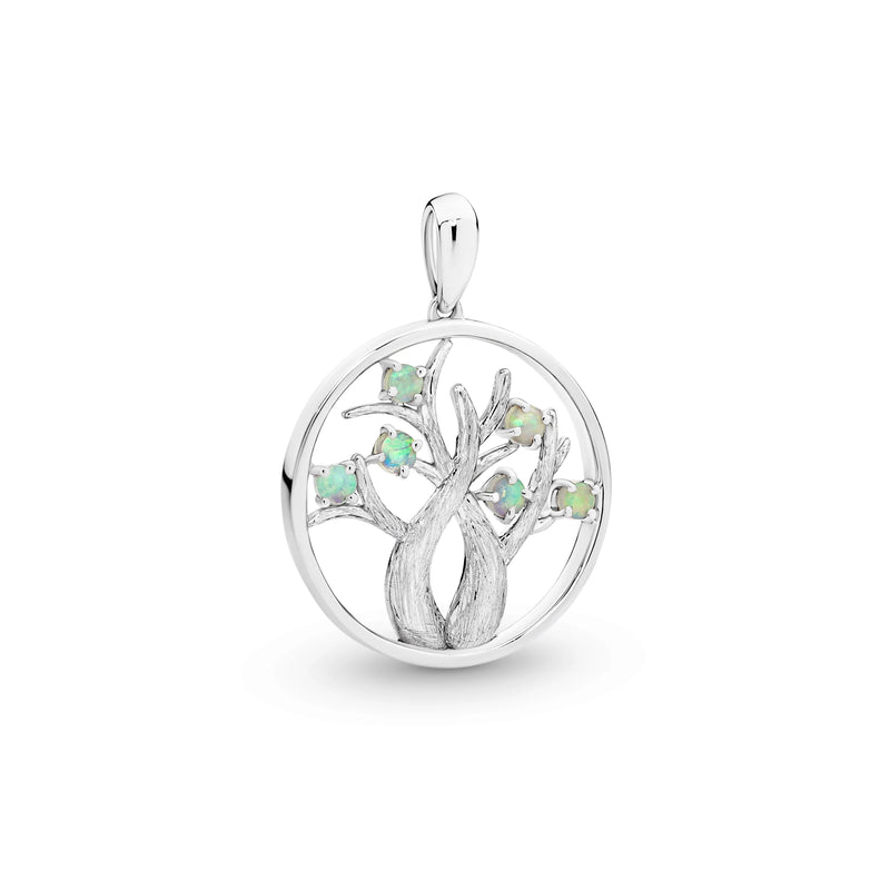 Ikecho Sterling Silver Light Solid Opal Boab Tree Pendant "Kimberley" OP014-SS