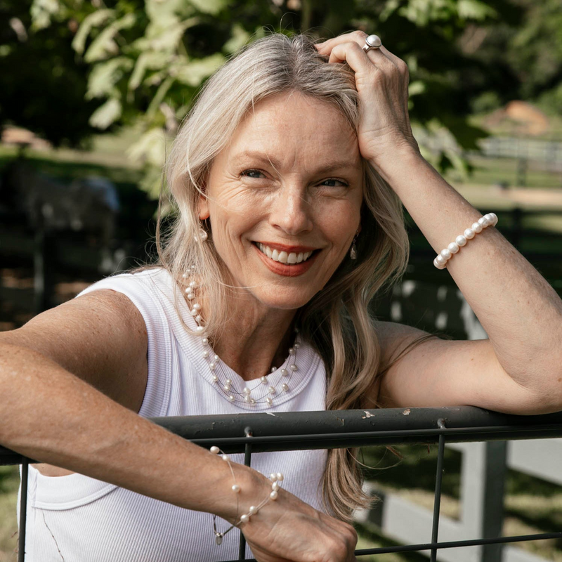 Ikecho Sterling Silver White 6mm Freshwater Pearl Keshi 3-Row Wire Bracelet "Wandering"