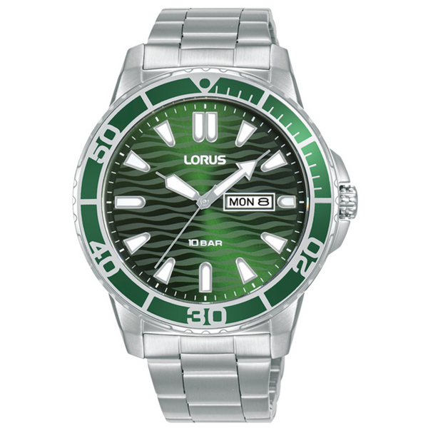 Green and 2025 silver watch