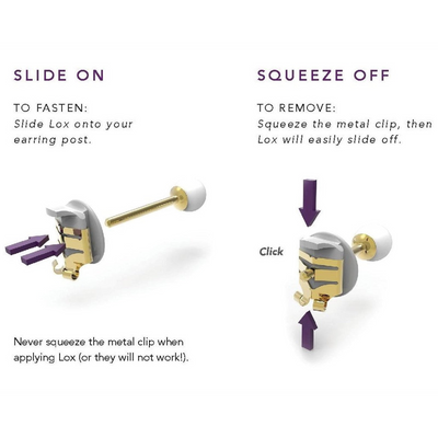 LOX Secure Earring Backs 2 Pair Pack Yellow Gold Tone