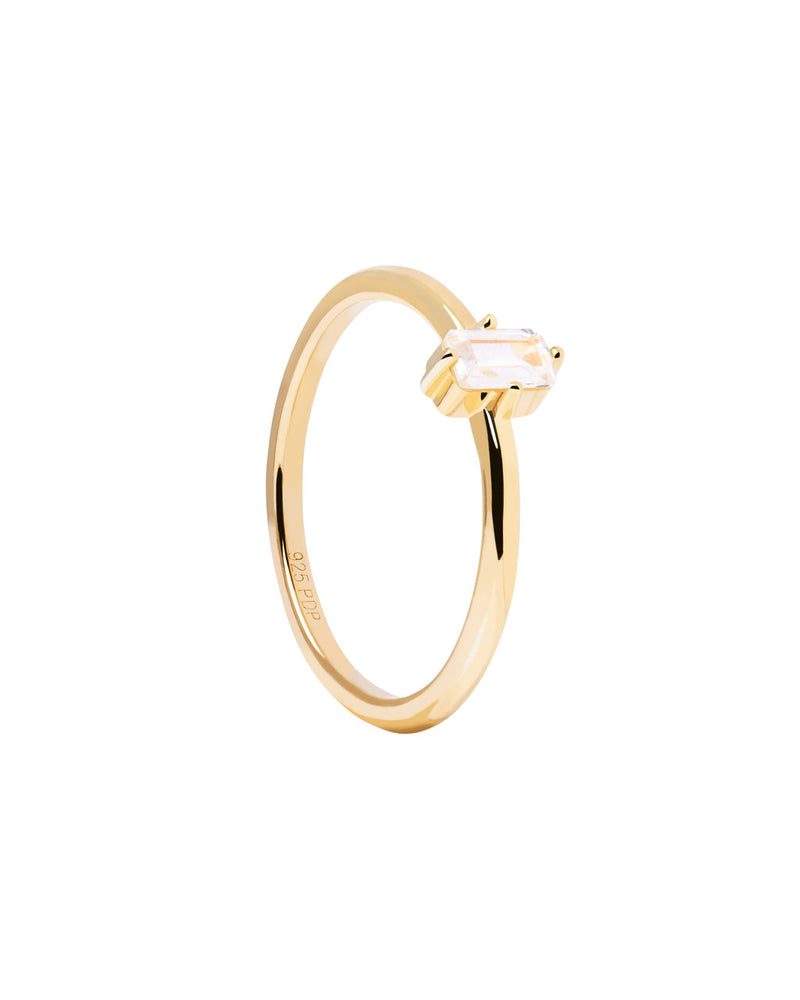 PDPAOLA Mia Stone Set Ring w 18k Gold Plating AN01-806-16