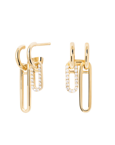 PDPAOLA Nexa Gold Earrings w 18k Gold Plating & CZ AR01-828-U