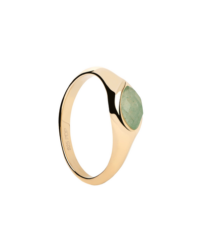 PDPAOLA Nomad Aventurine Stamp Gold Ring w 18k Gold Plating AN01-A47-12