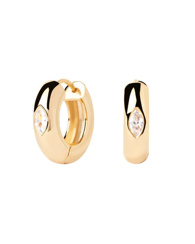 PDPAOLA Ura Hoop Earrings w 18k Gold Plating & CZ AR01-912-U
