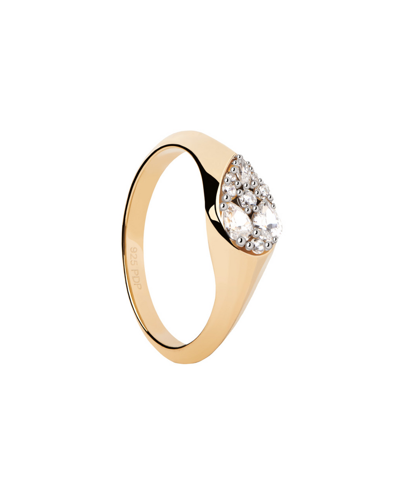 PDPAOLA Vanilla Stamp Gold Ring w 18k Gold Plating AN01-A51-16