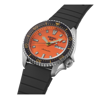 Seiko 5 Sports Stainless Steel Automatic Watch Orange Dial SRPL89K1