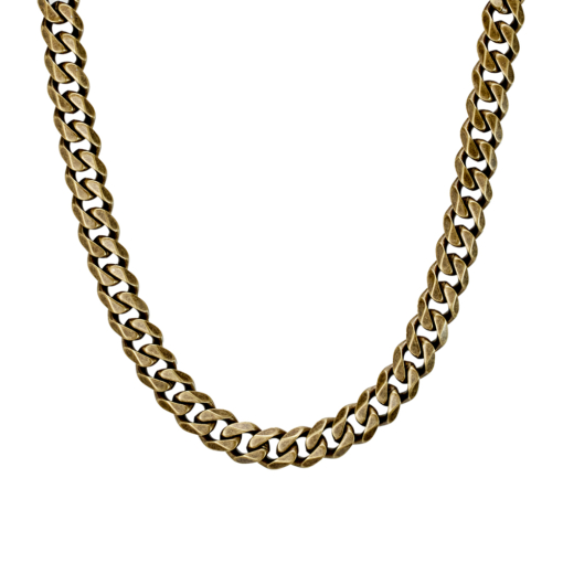 Stainless Steel 8mm Cuban Link Chain With Bronze Plate 55CM