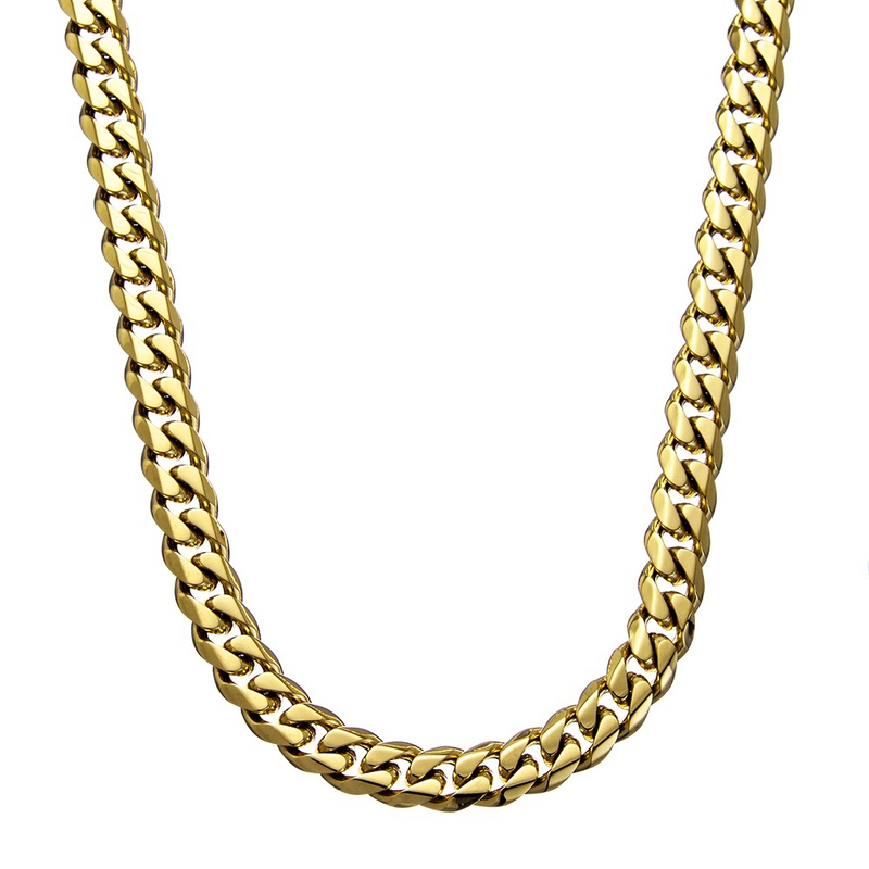 Stainless Steel Gold Plated 10mm Cuban Link Chain SSCH32G