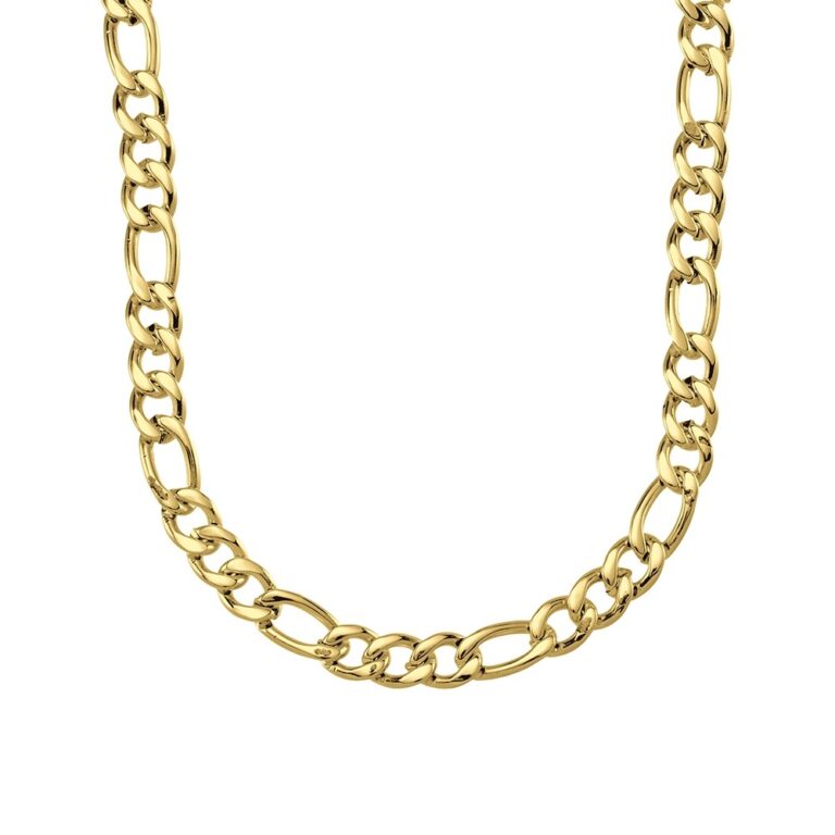 Stainless Steel Gold Plated 8mm Wide Figaro Link Chain SSCH36G